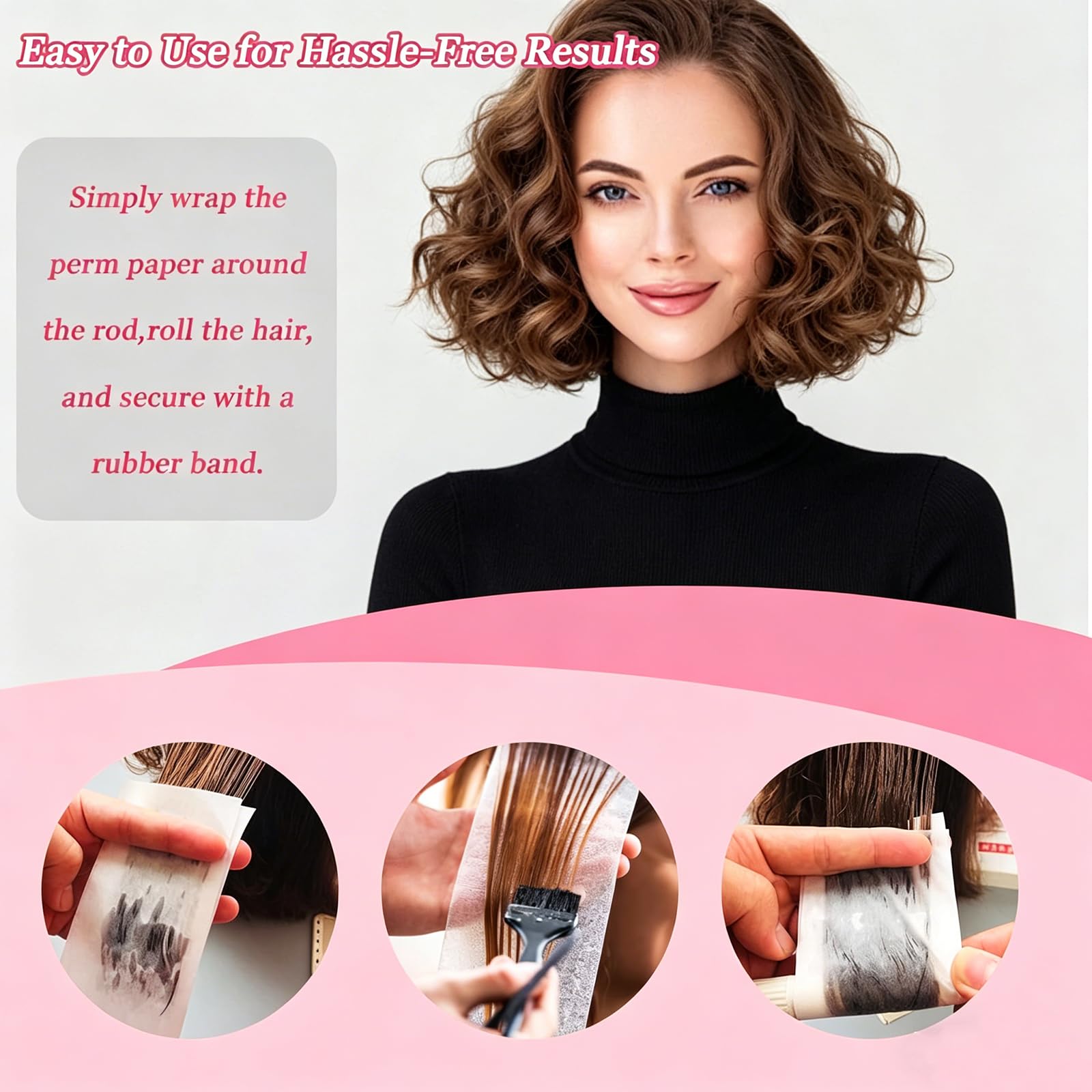 Papel Permanente Desechable,300 PCS Papel para Rizar Resistente al Calor,Papel Reutilizable para Rizar el Cabello,Kit Permanente para Salón y Peluquería Doméstica