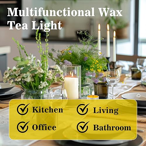 Miniatura 10 de Tealight Candles - Velas de té sin perfume, mini velas votivas con mecha de algodón para decorar el hogar, piscina, shabat, boda, emergencias, MIix