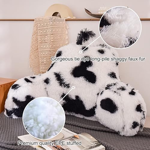 Miniatura 2 de Holawakaka Almohada grande de piel sintética con brazos, almohadas de lectura con estampado de vaca peluda, perfectas para adultos, hombres,