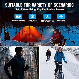 FFIPBGE Christmas Stocking Stuffers for Men Adults, Beanie Hats with Light, USB Rechargeable LED Hand Free Headlamp, Birthday Gifts for Men, Women, and Teens, Ideal for Camping, Hiking, Black