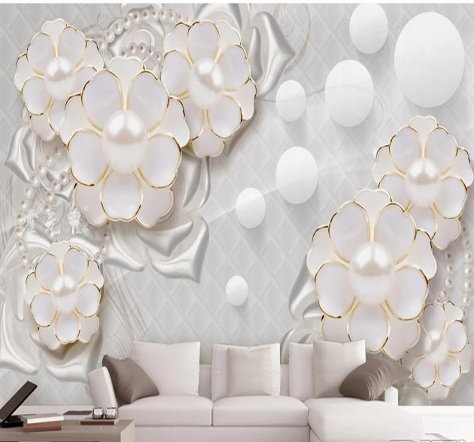 Wallpaper-3D-Xlm 350Cm×256Cm(B×H) Affordable Luxury Beautiful Jewellery Floral Accessories 3D Wallpaper Easy Install Feature Office Living Room Sofa Bedroom Tv Background Wall Decoration-350Cm×256Cm