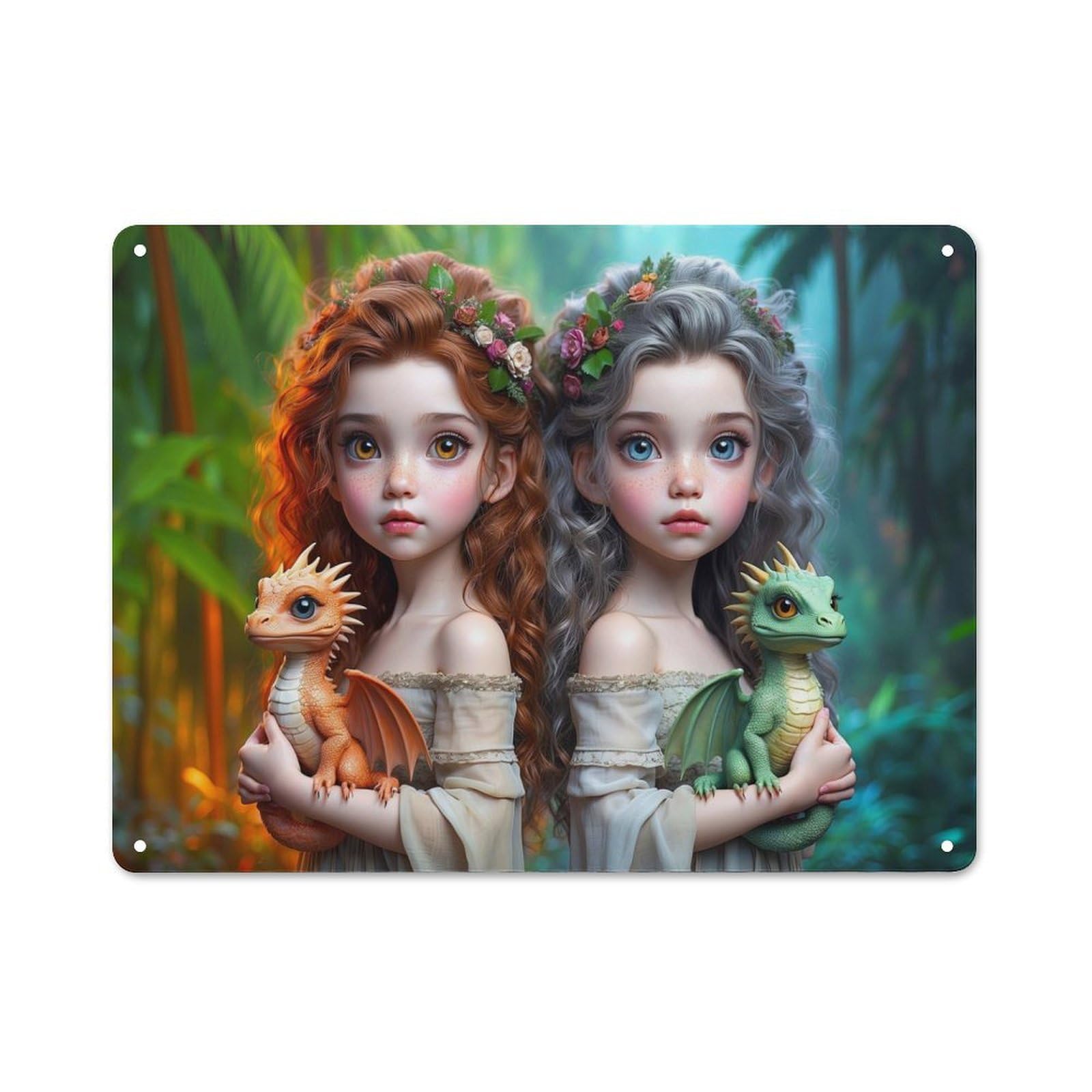 Junmoney Style-1 The Twin Dragons Classic Metal Wall Decor 30X40cm, Metal Wall Plaque For Hobby Room, Office, Lounge Or Living Room