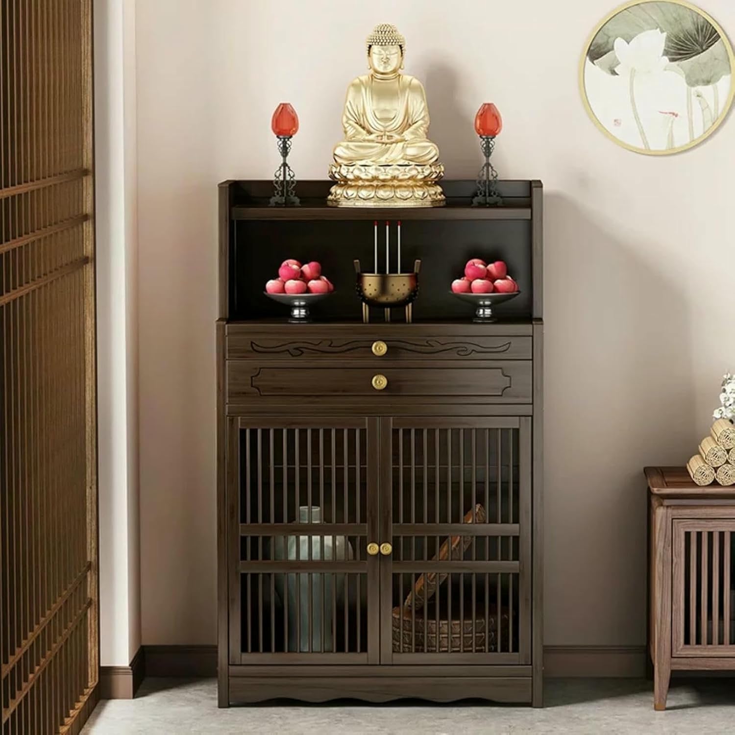 Personal Shrine Altar Table,Altar Cabinet with Storage,Buddhist Altar, Chinese Cabinet Pedestal Offering Table