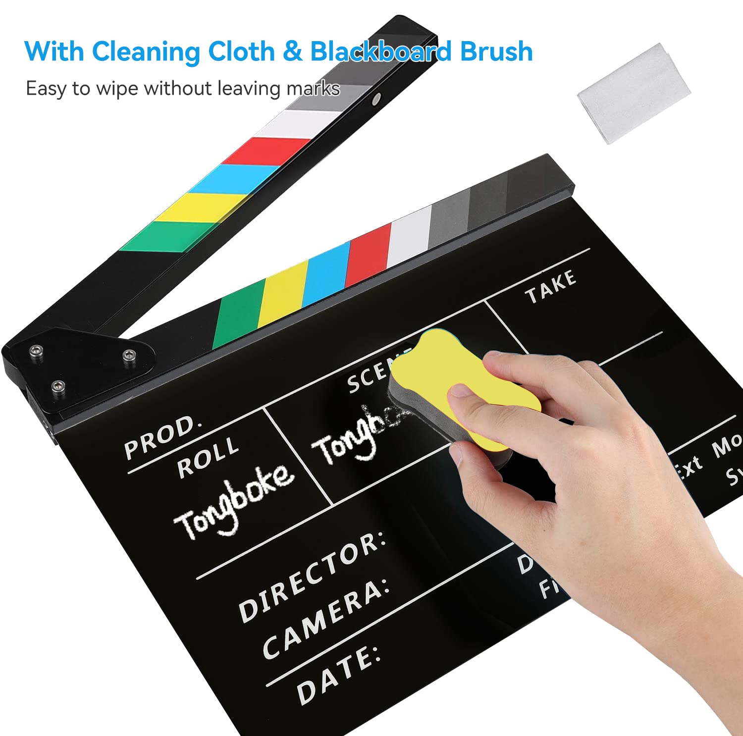 Clap de cinéma, Clap en acrylique pour film d'action, accessoires de cinéma Hollywood, Clap de scène, accessoire de soirée cinéma, pour la production vidéo, les émissions de télévision, etc
