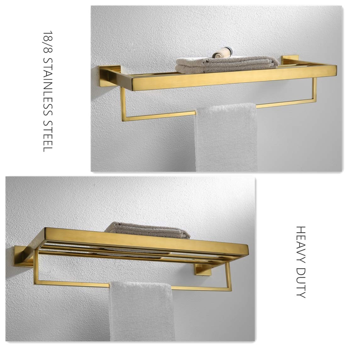 Juego de accesorios de baño de acero inoxidable de VELIMAX, juego de toallero de barra para montar en la pared, acabado en oro pulido