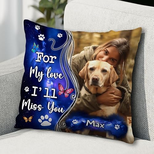 Miniatura 2 de Funda de almohada conmemorativa personalizada para mascotas, regalos conmemorativos para perros, gatos con nombre y foto personalizados, regalo de