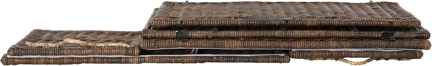 happimess HPM9000B Caden 46" Wicker Storage Trunk, Collapsible for flat storage, Rattan-Sarang Buaya, Coastal for Office, Dorm Room-LivingRoom, Bedroom, Dining Room, Brown