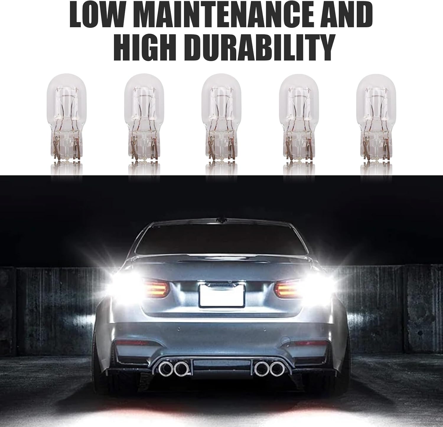 10 PCS Automotive T20 Brake Bulb, 1891/7443 12V 21/5W Quartz Glass Shockproof Anti-UV Dual-filament Mini Halogen Bulb, 360 Degree Lighting Replacement, Suitable for Most Cars (White)