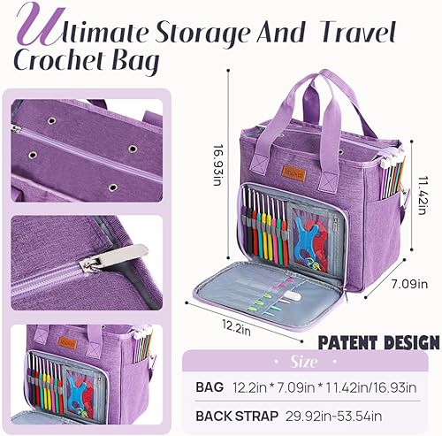 Miniatura 3 de Lewhoo Kits de ganchillo para adultos principiantes, juego de ganchillo todo incluido con ganchos de ganchillo de 9 tamaños, agujas de ganchillo