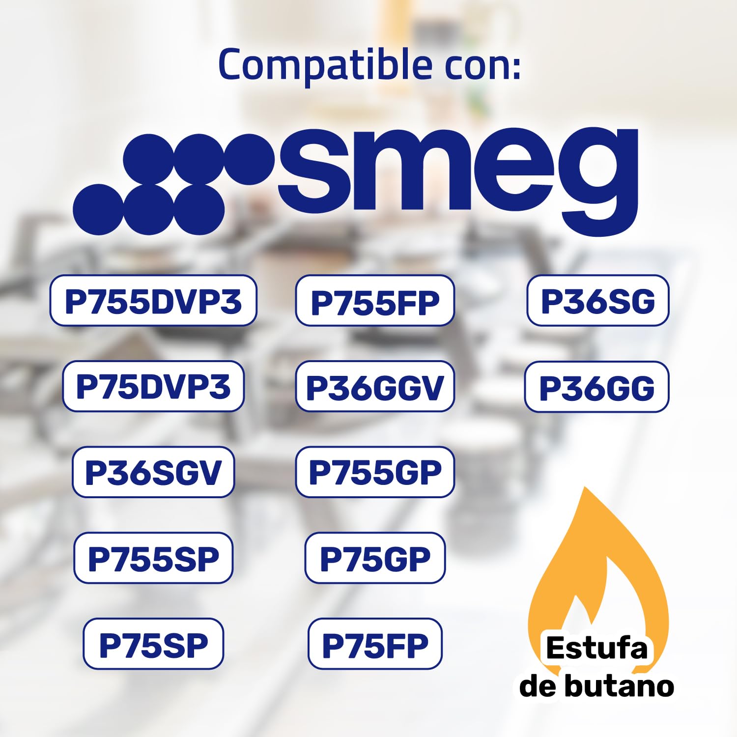 Juego 4 de Quemadores y Tapas para Cocina Gas Butano 902001 para Smeg