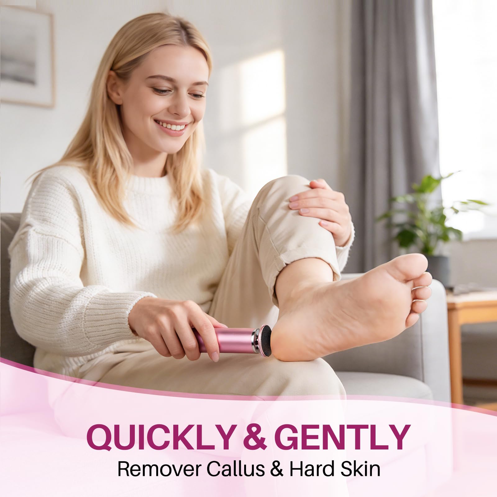 LIONVISON Electric Foot Callus Remover: Adjustable Speed Foot File for Cracked Heels - Working Women's Summer Pedicure Tool with 60pcs Sandpaper Discs - Dead Skin Remover for Dry Feet at-Home