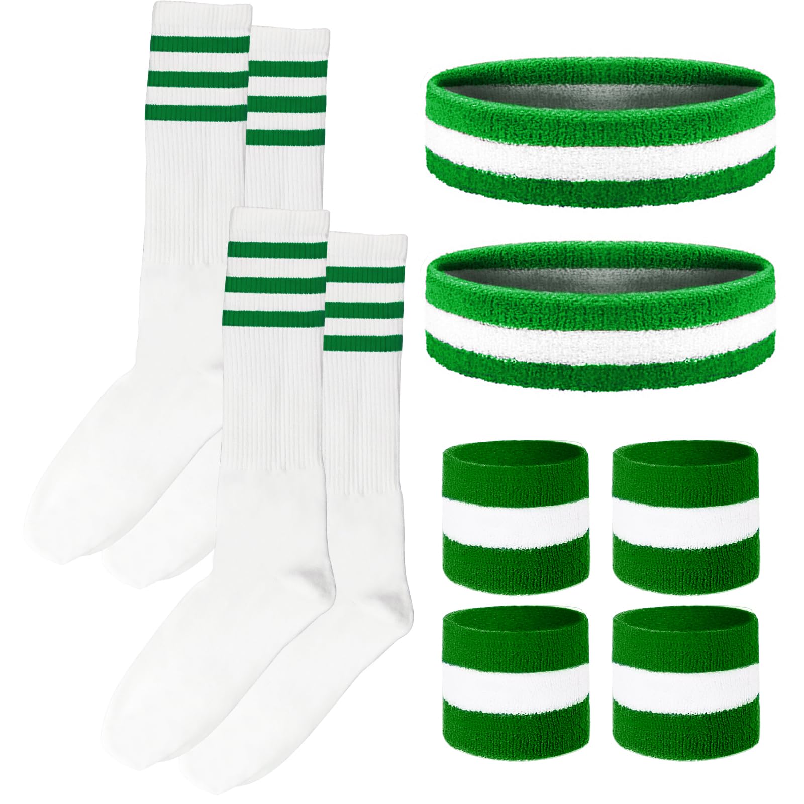 10 Pieces Striped Headbands Sweatbands and Socks Set