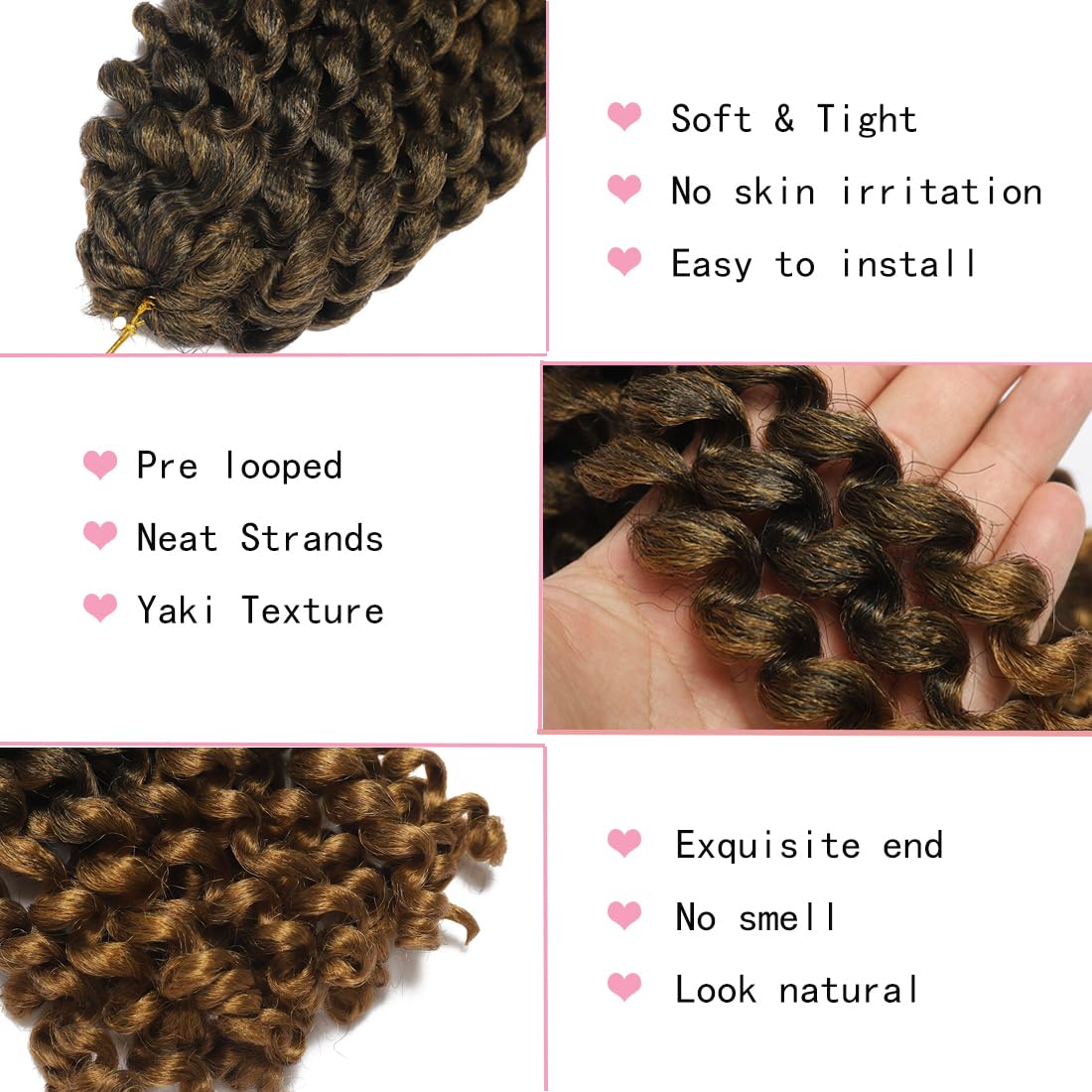 CLIONE 12 Inch 5 Pcs Wand Curl Crochet Hair, Jamaican Bounce, Synthetic Curly Braiding Hair Extensions, T27, 120 grams, Ceramic Heater Surface