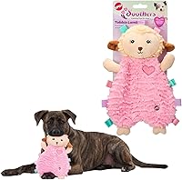 SPOT Soothers Tabbie Lambie: Lavender Scented Stuffing-Free Dog Toy for Separation Anxiety Relief, Sensory Ribbons & Squeaker, 12in for Puppies