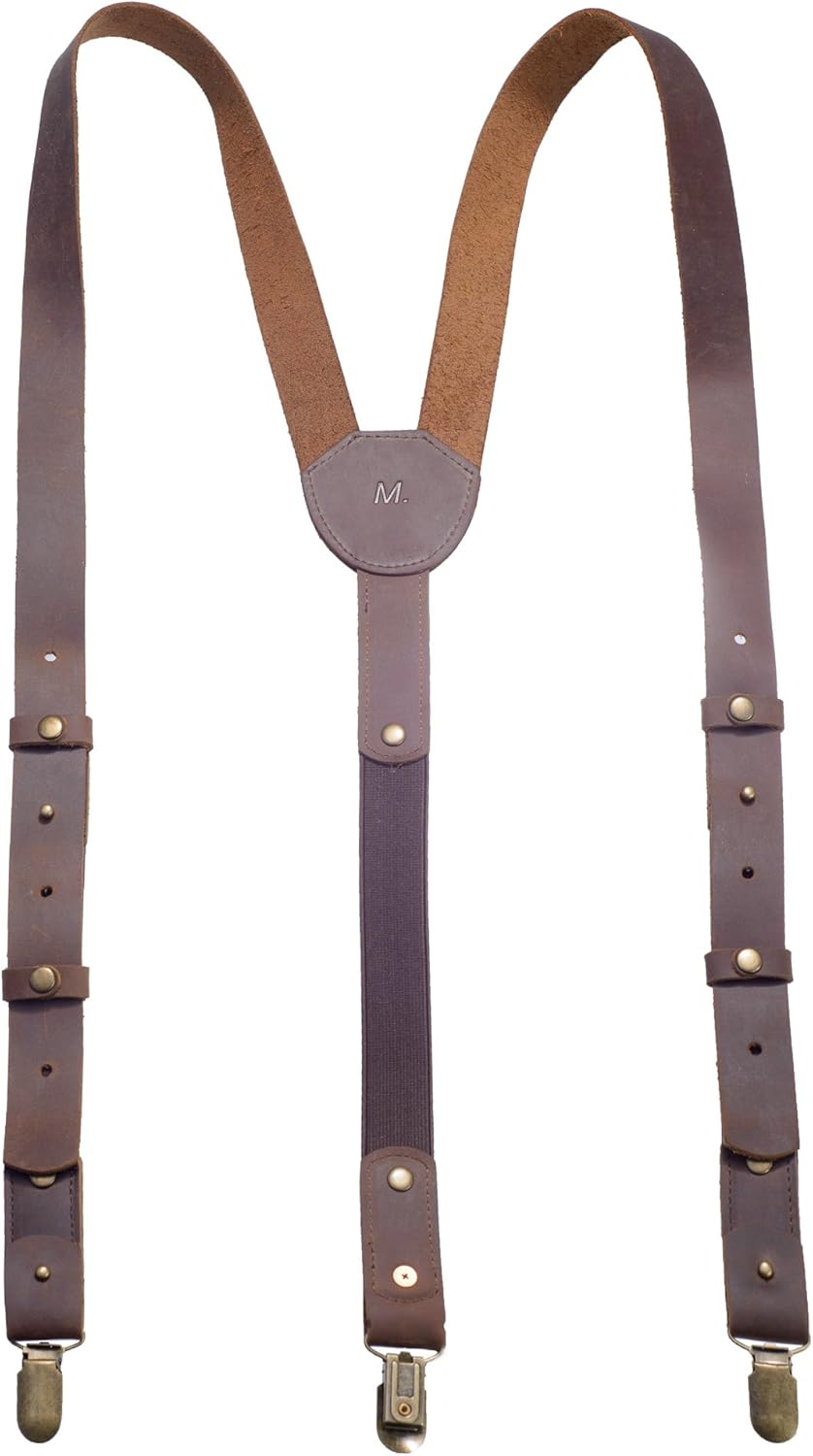 Leather Suspenders - for Men and Women - Best for Gift and Wedding