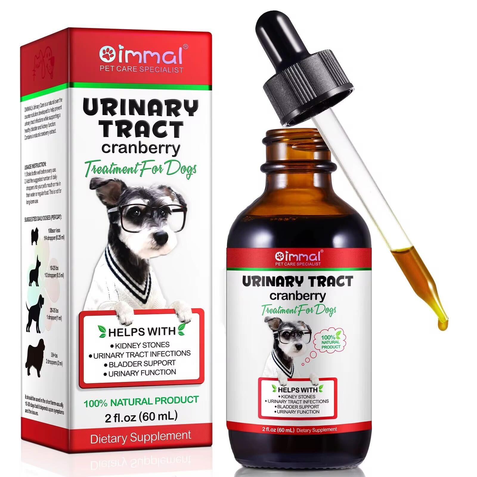 Improved Szymoney Dog Urinary Tract, 60ml Natural Dog Urinary Tract Infection Drops, Prevents Incontinence & Bladder Stones
