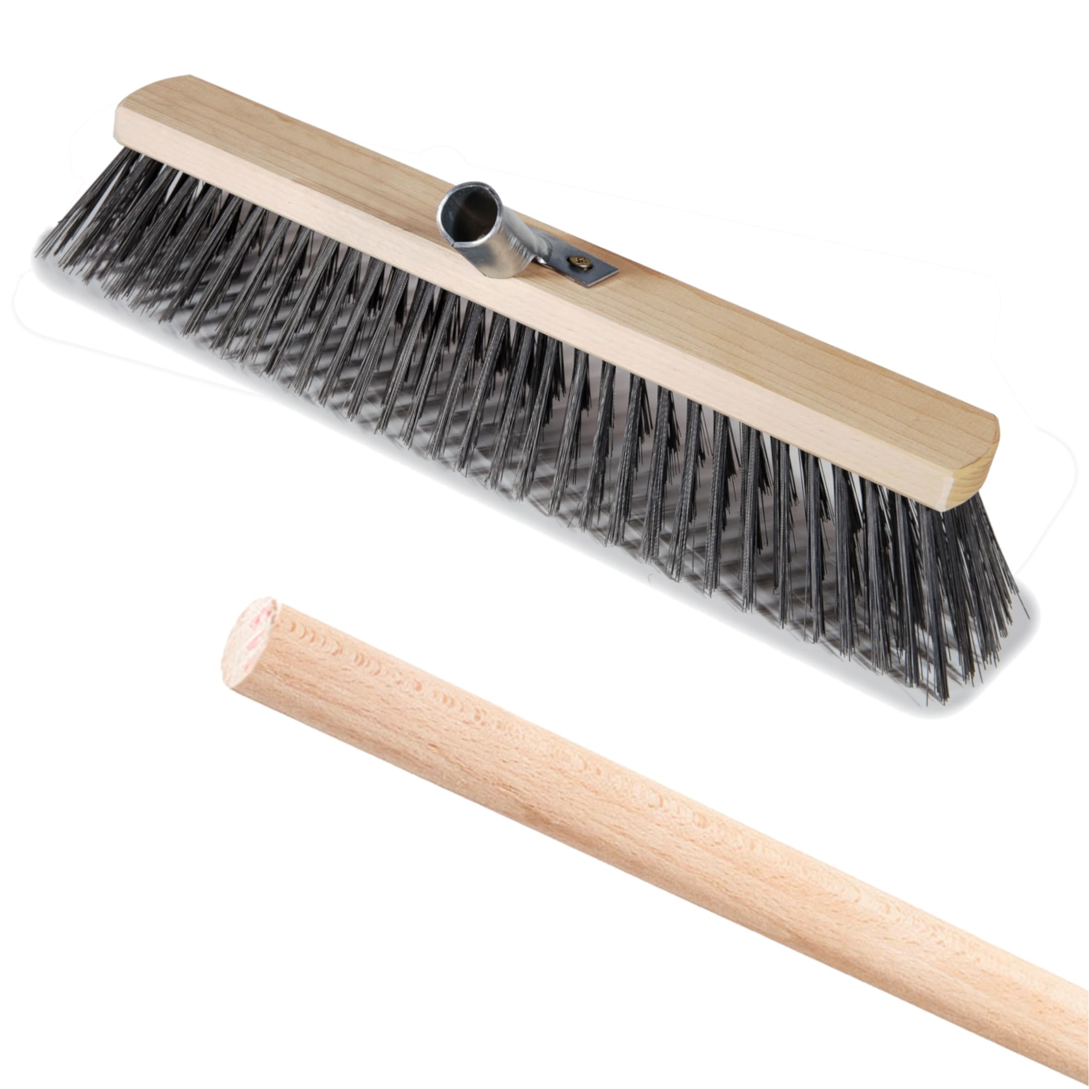 Heavy Duty Garden Broom Metal Wire Bristles Outdoor 30cm / 12" Stiff Hard Brush for Sweeping Stable, Yard, Garden & Decking (with 120cm Long Handle)