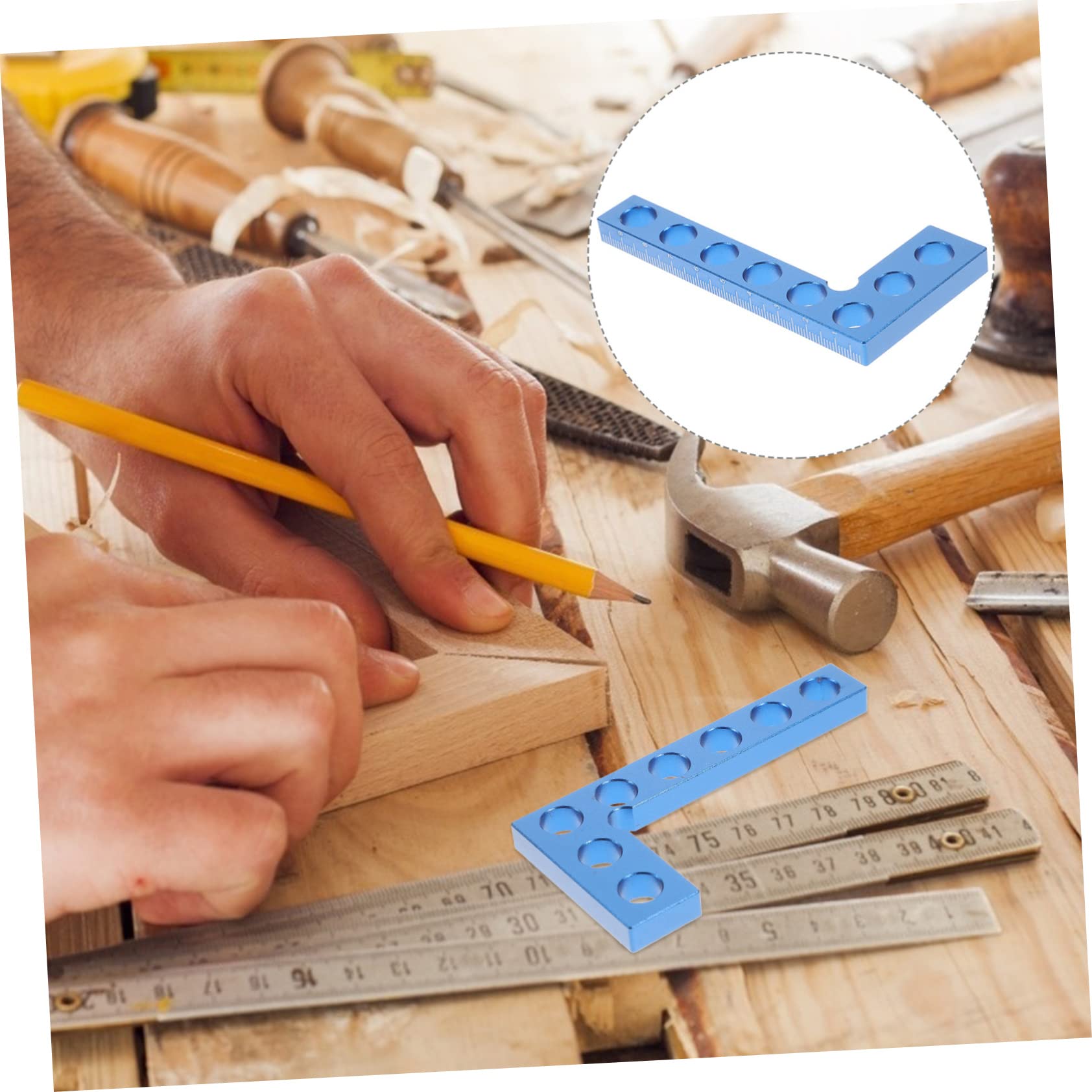 jojofuny Righello Per Lavorazione Del Legno 3 Pezzi Righello Di Misurazione in Metallo Squadra Da Carpentiere Leggera E Portatile