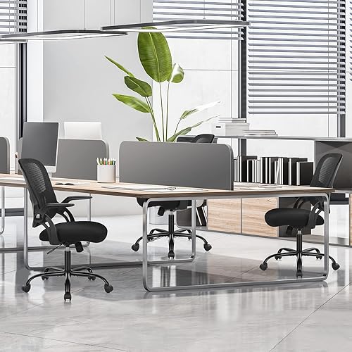 Miniatura 2 de SMUG Silla de escritorio para computadora de oficina, ergonómica, de malla con respaldo medio, giratoria, con ruedas, cómodo soporte lumbar, cómodos