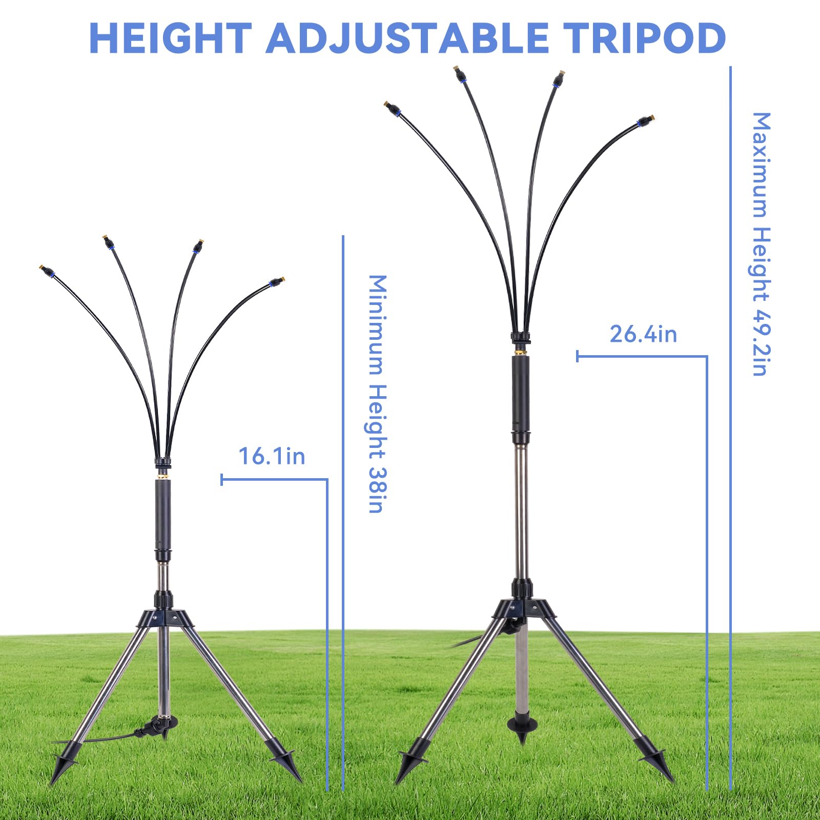 Stand-Nebler Für Terrasse – Verstellbar Bis 127 Cm, Mit 4 Messingdüsen & 7,8 M Schlauch, Für Pool & Garten