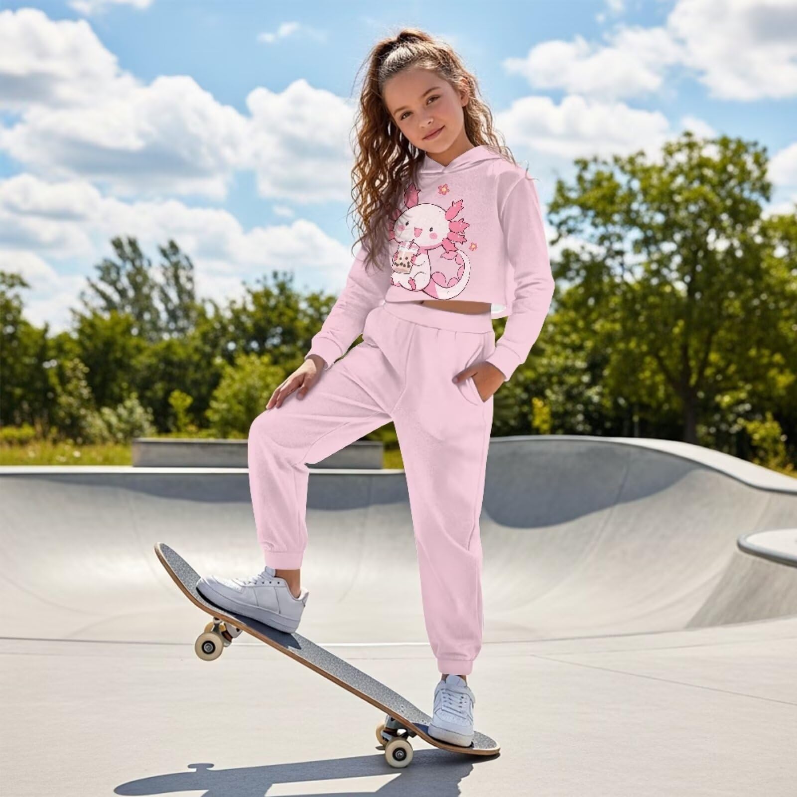 Zestaw bluzy i spodni, sweter z długim rękawem, bluza z kapturem, joggery, dres dla dziewczynek w wieku 3-14 lat