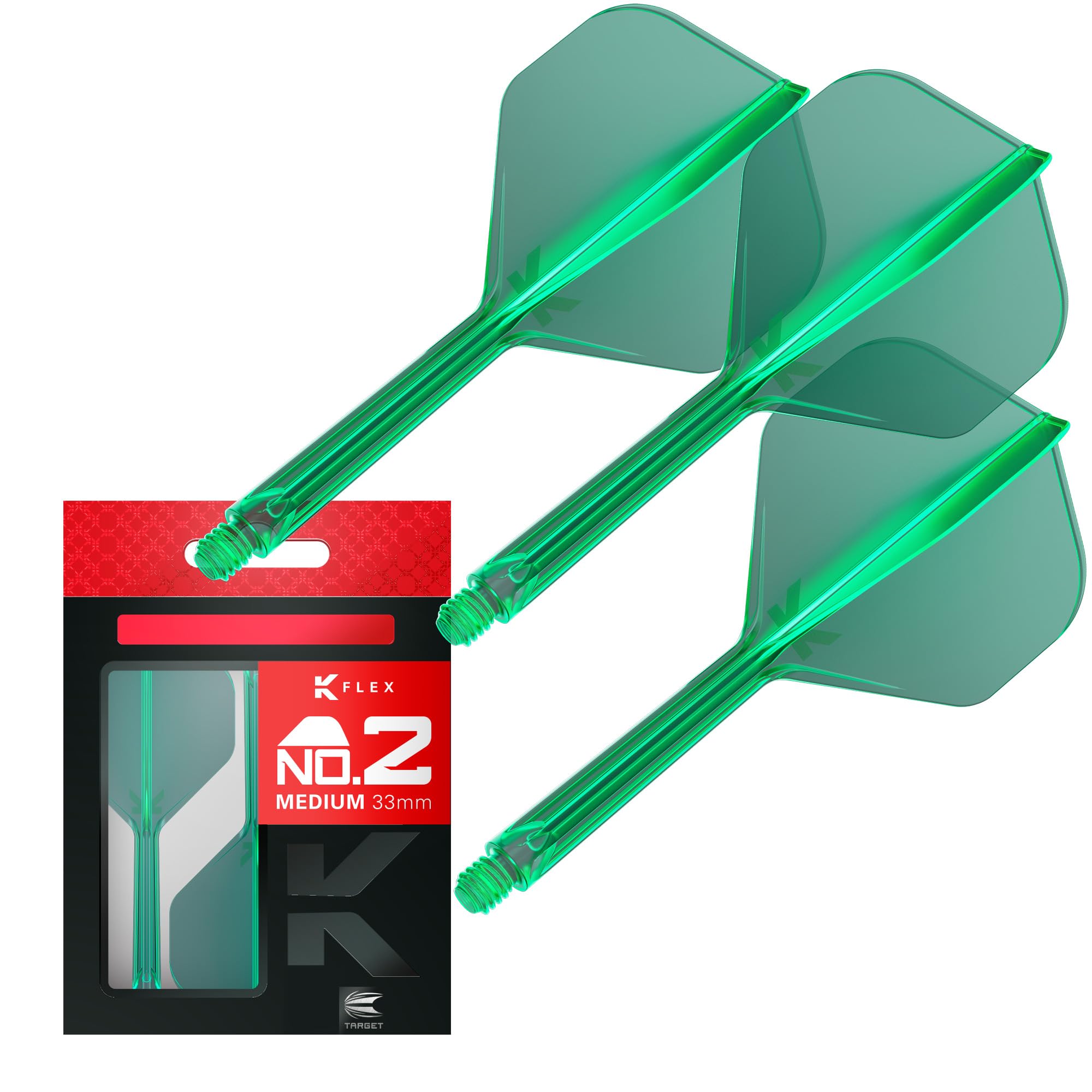 Target Darts K Flex Integrated Dart Flights And Shafts, No.2 | Pack Of 3 K-Flex - No2, Kflex All In One Moulded Dart Flight & Stem Lengths: Short, Intermediate & Medium | Professional Dart Accessories