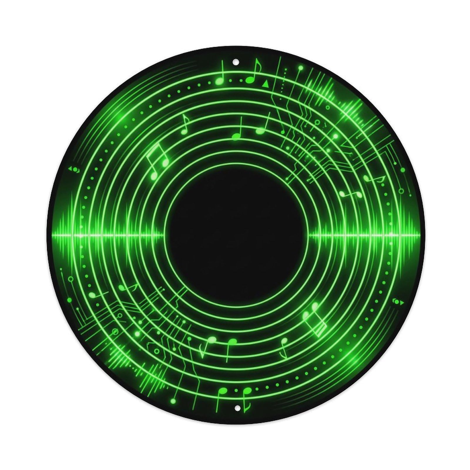 Colorful Music Vinyl Records Neon Green Shine Metal Tin Sign