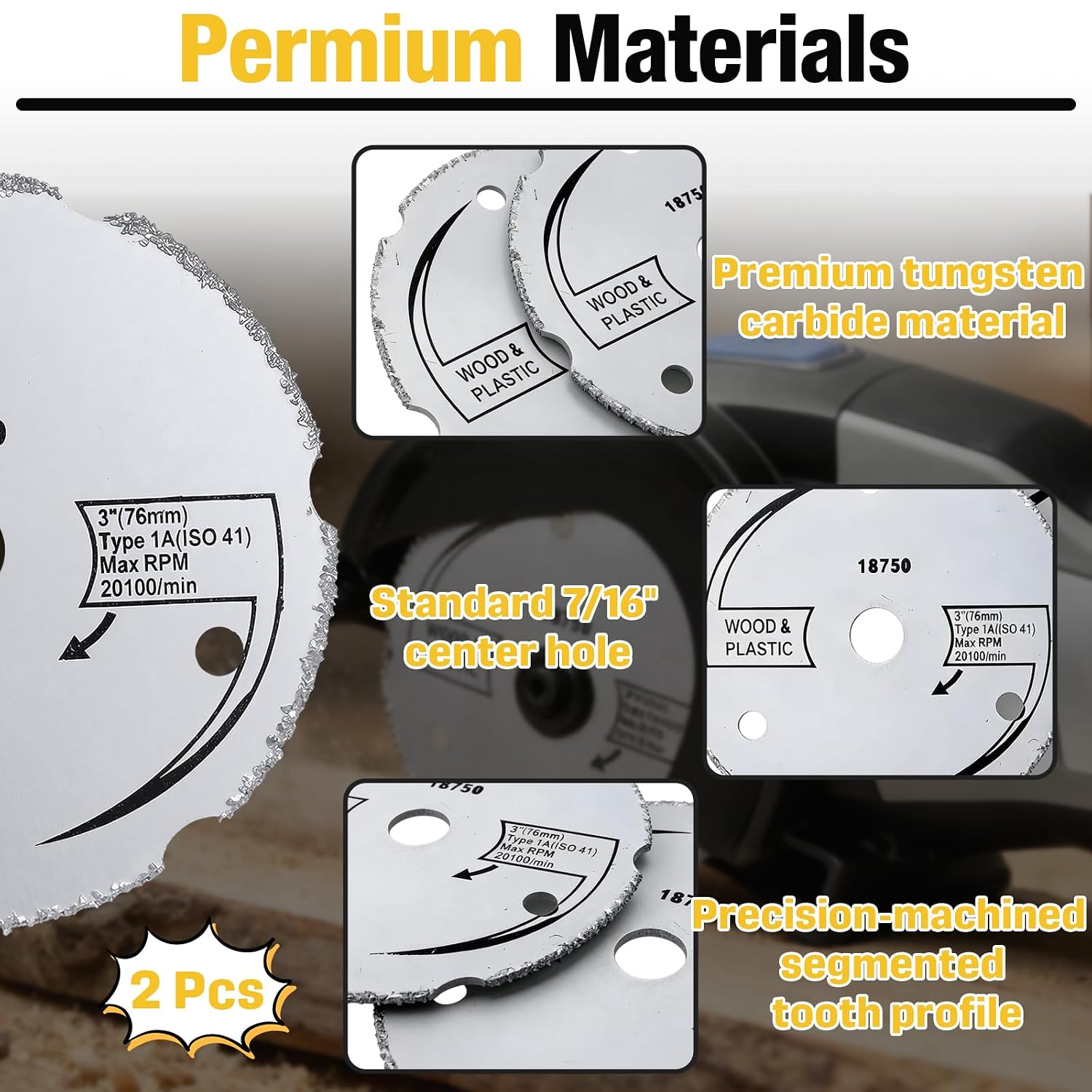 2Pcs 3-inch Bore Carbide Circular Saws Compatible with Dremel SM500 Saw Max | Compatible with Rotozip Zipsaw RFS1000-7/16 Arbor, Compatible with Saw Max US40 Circular Saws, Fit for Cutting Wood/Plastic