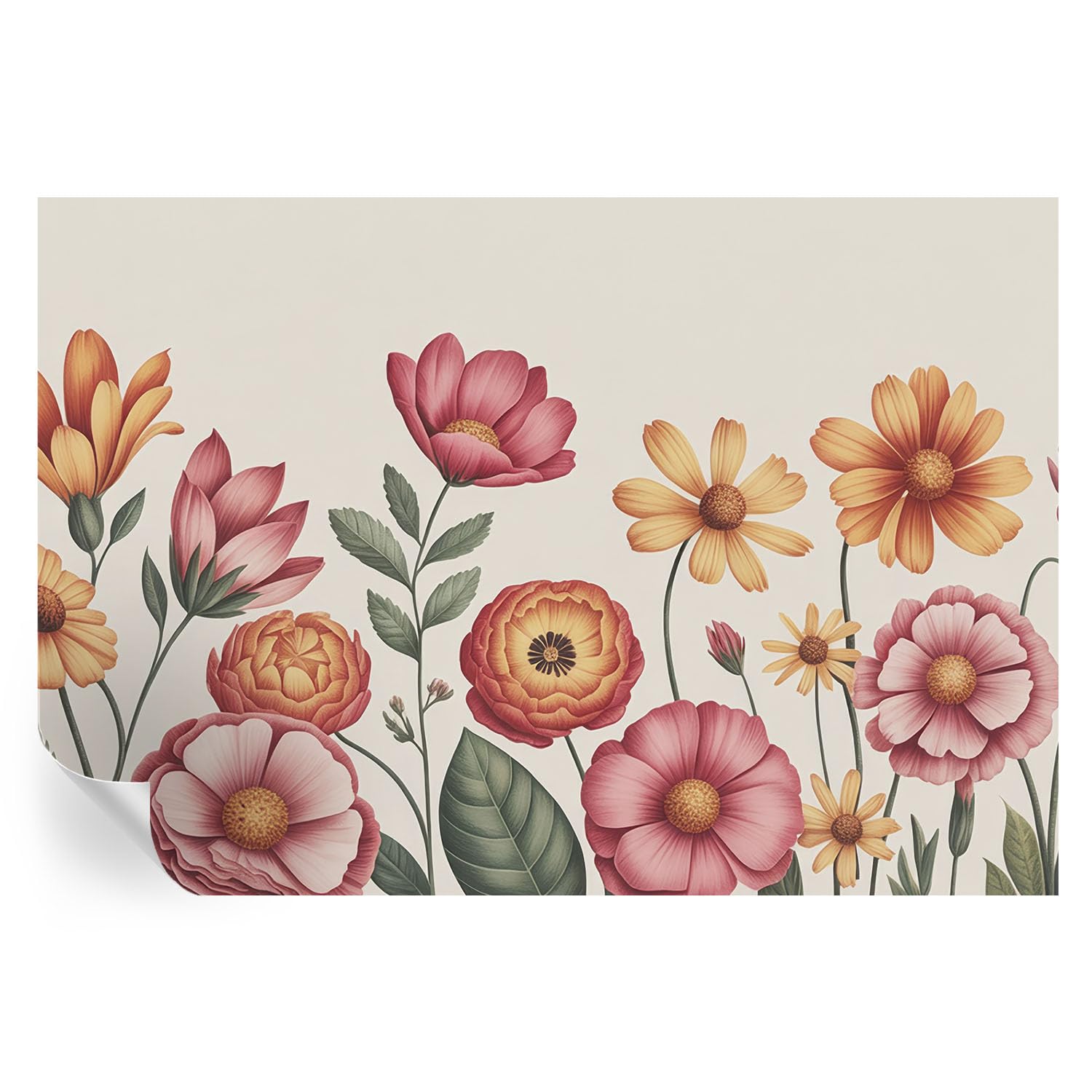 Revestimiento de pared autoadhesivo lavable de 152x104 cm con estampado floral vivo