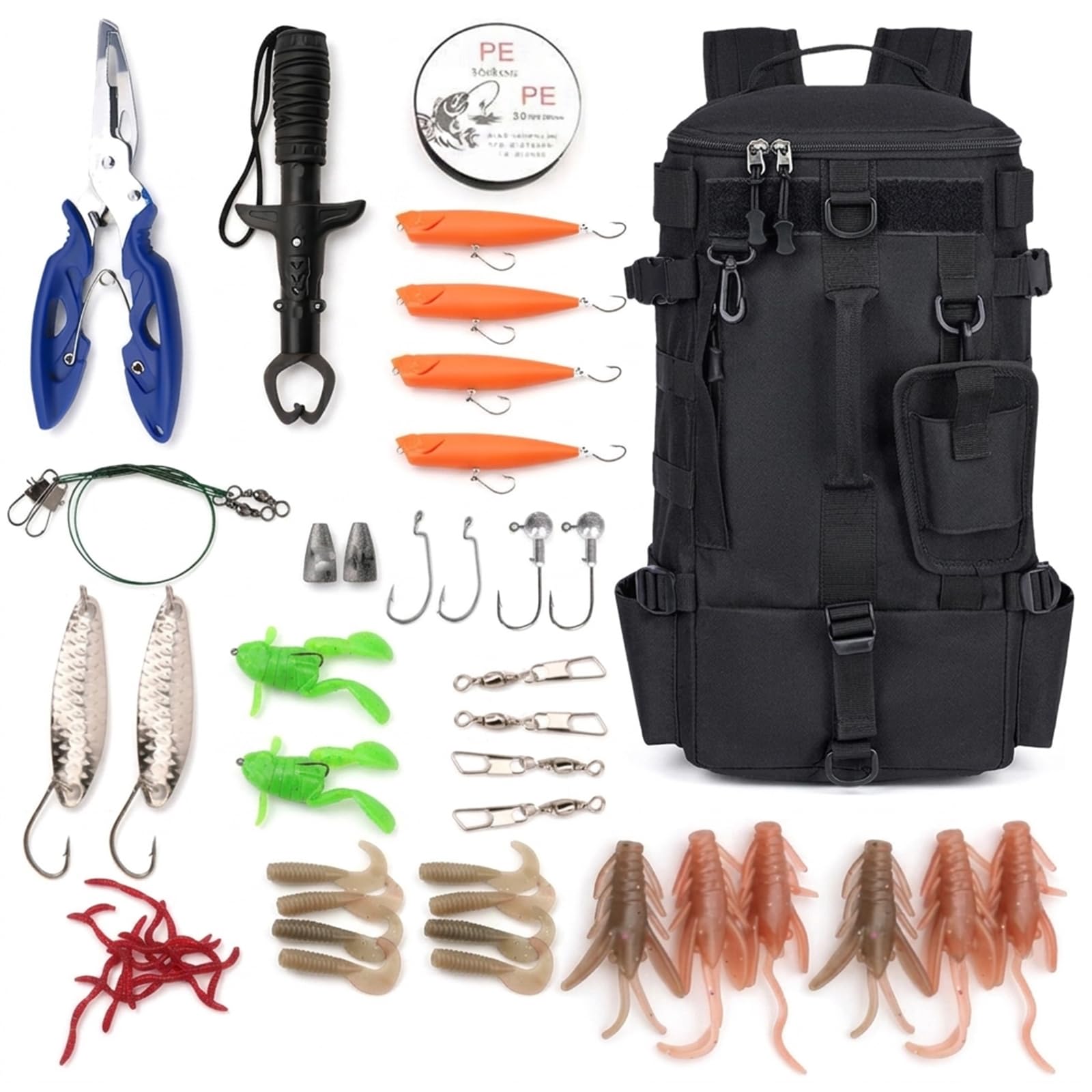 Ensemble sac à dos de pêche 60 pièces