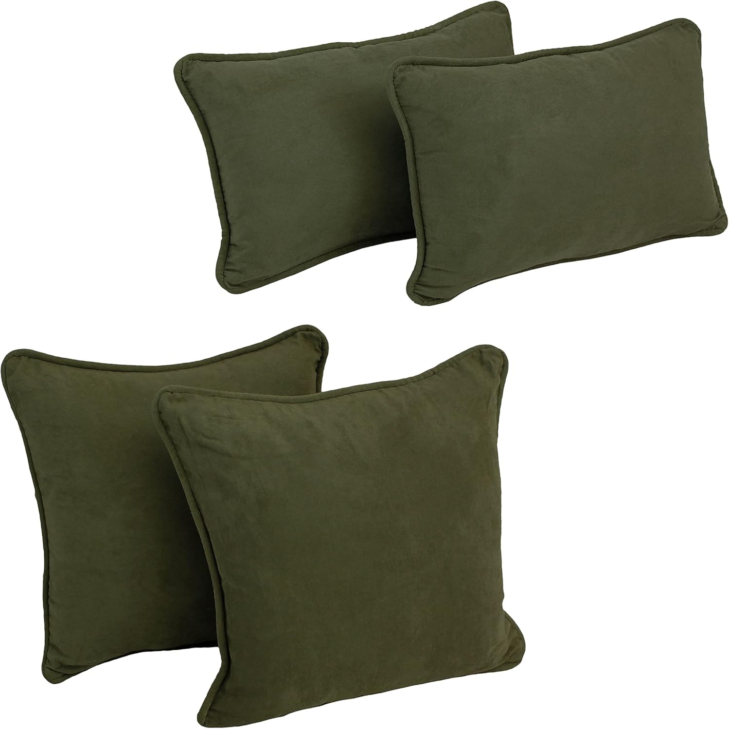 Blazing Needles Corded Microsuede Throw Pillow Set, Red Wine 4 Count