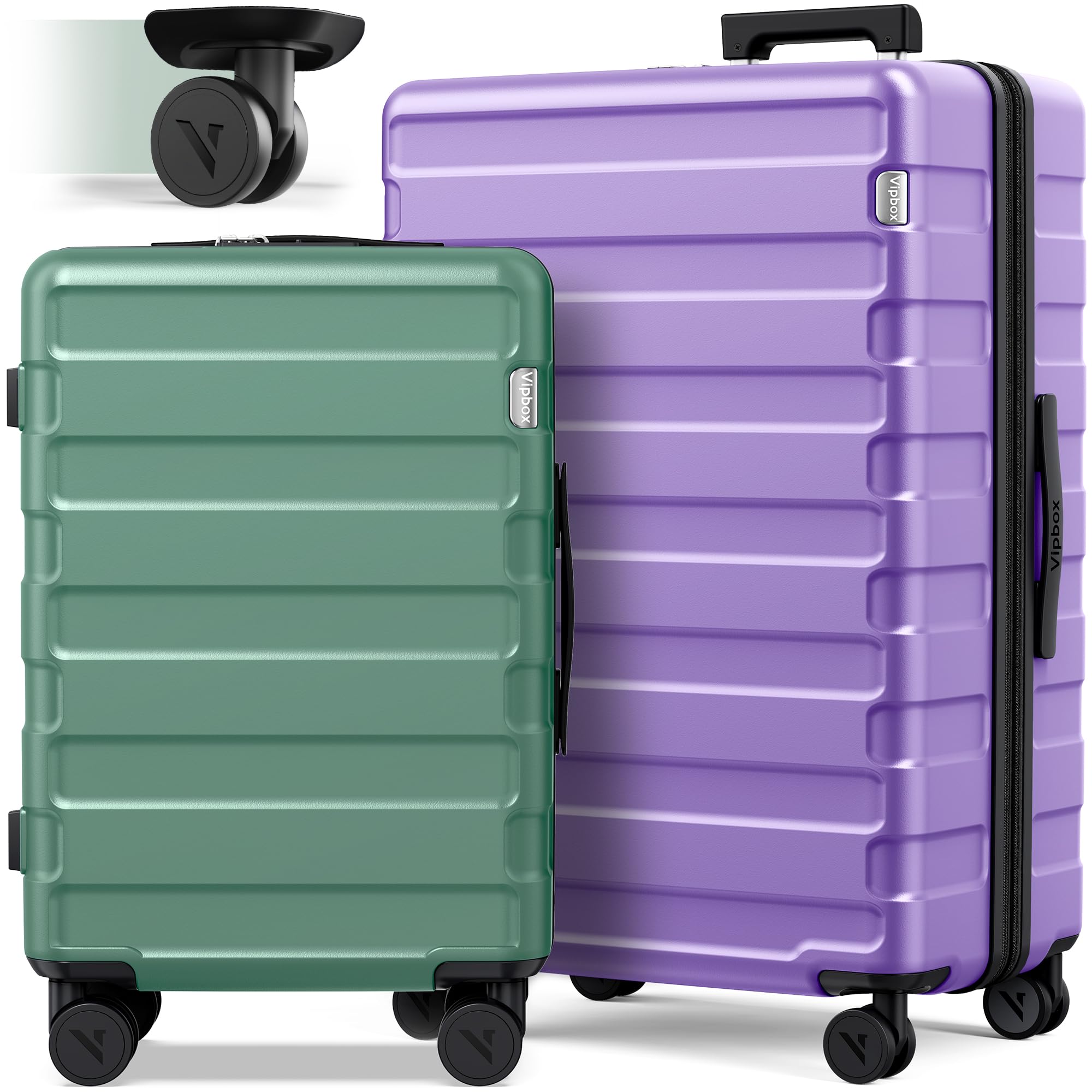 Luggage Sets 3 Piece Hardside Expandable Lightweight Polycarbonate Premium Simple Travel Suitcase TSA Approved Lock for Men Women, Purple/Green, 2-Piece Set (20/28)