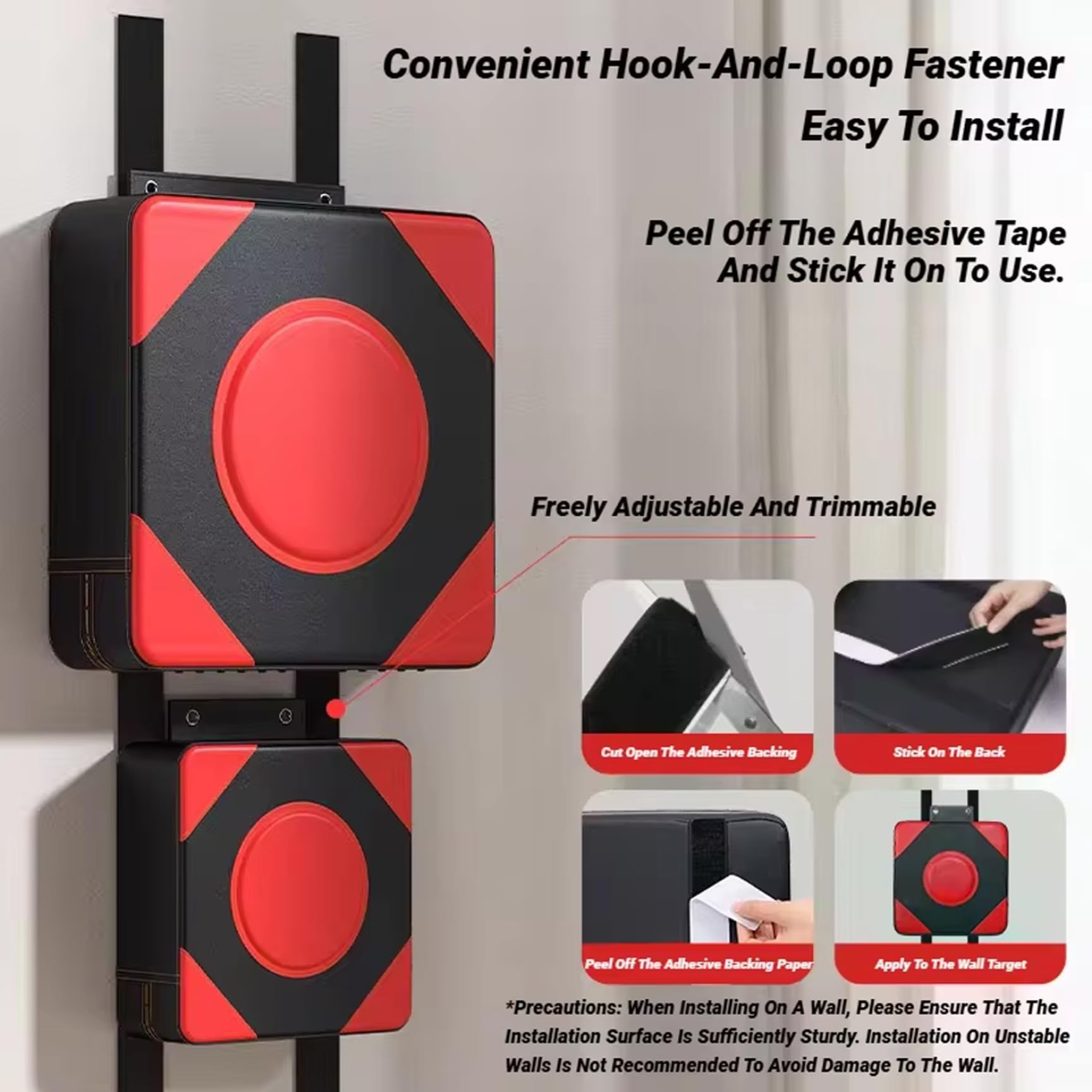 Almohadilla de perforación de boxeo de pared 12x12x4 silenciosa ajustable para gimnasio