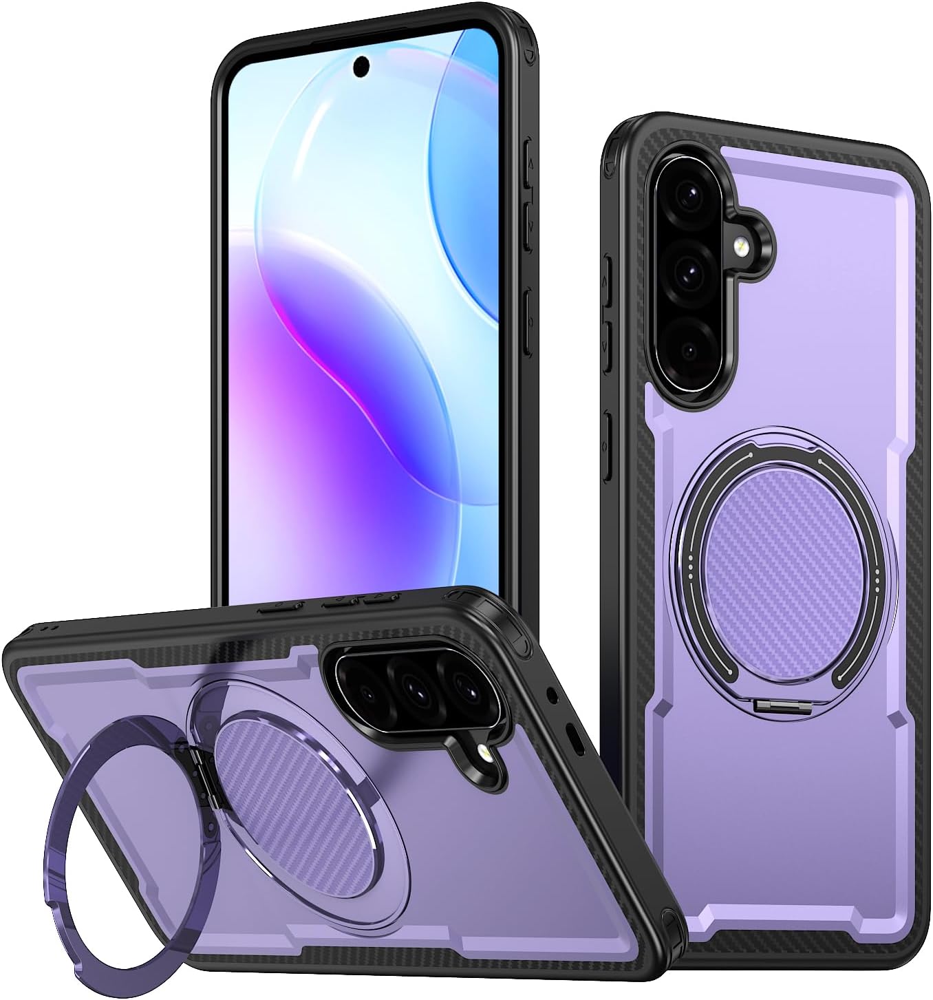 Samsung Galaxy A17用TPU+PC磁気携帯電話ケース、360&deg;回転ブラケットはワイヤレス充電をサポート、カメラスライ