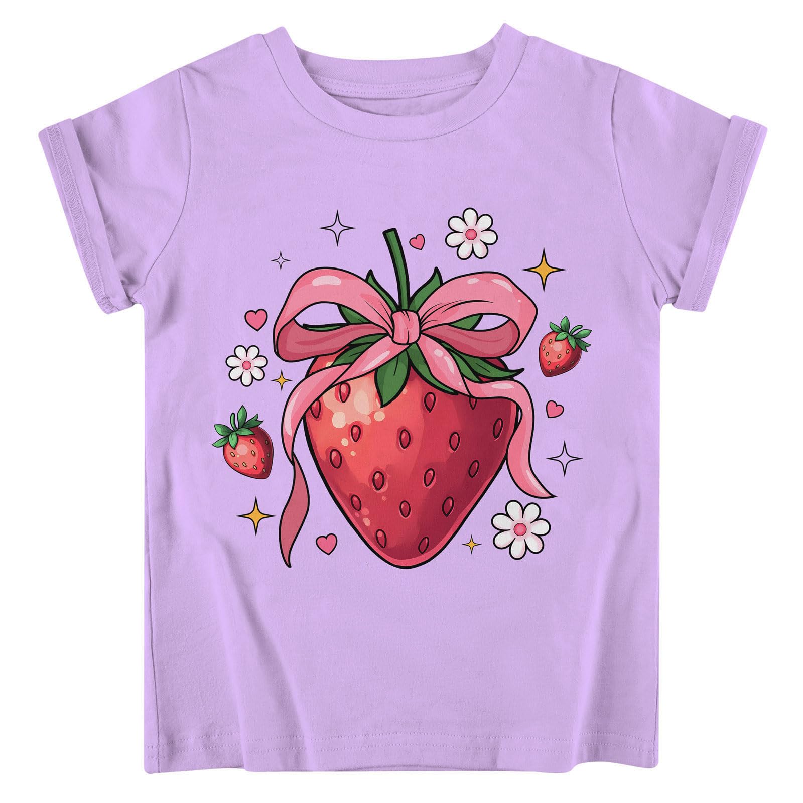 Funnycokid Toddler Girls Graphic T-Shirt, Short Sleeve Tee, 2-8 Years | Colorful Cute graphic tees for girls short sleeves suit school, play, parties or gifts