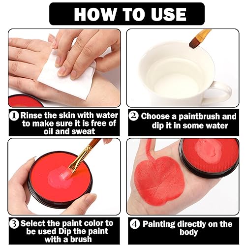 Miniatura 6 de Pintura facial blanca para el cuerpo profesional a base de agua, lavable para adultos y niños, Halloween, SFX, cosplay, payaso, zombi, vampiro,