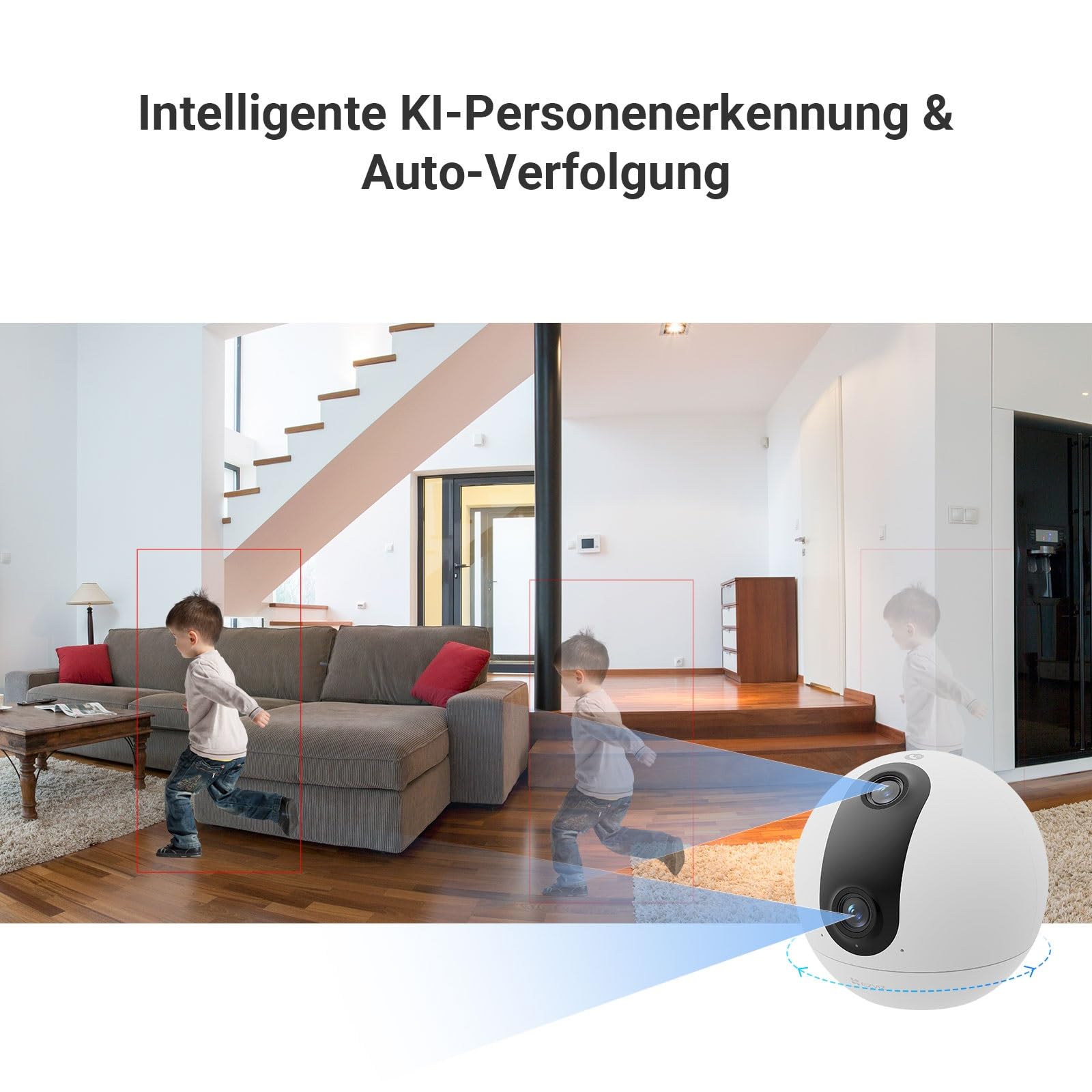 EZVIZ C60p 2K+ Dual-Objektiv Innenkamera mit Dualband WLAN und 360° PTZ