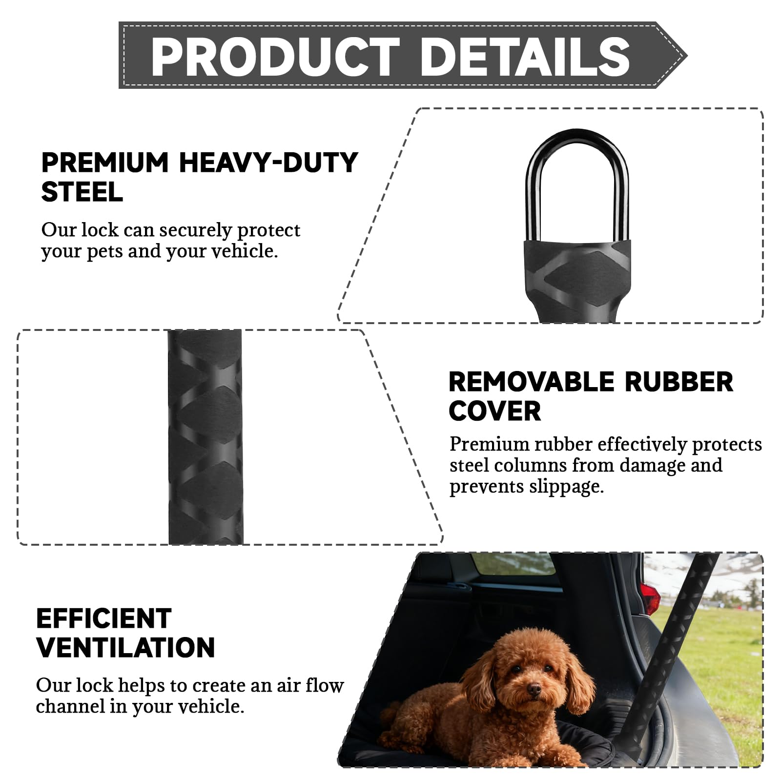 LALAGO Ammortizzatori cofano posteriore, 23cm Portellone Bagagliaio Supporto, Supporto Regolabile per cofano posteriore, Animali domestici Auto Aria fresca