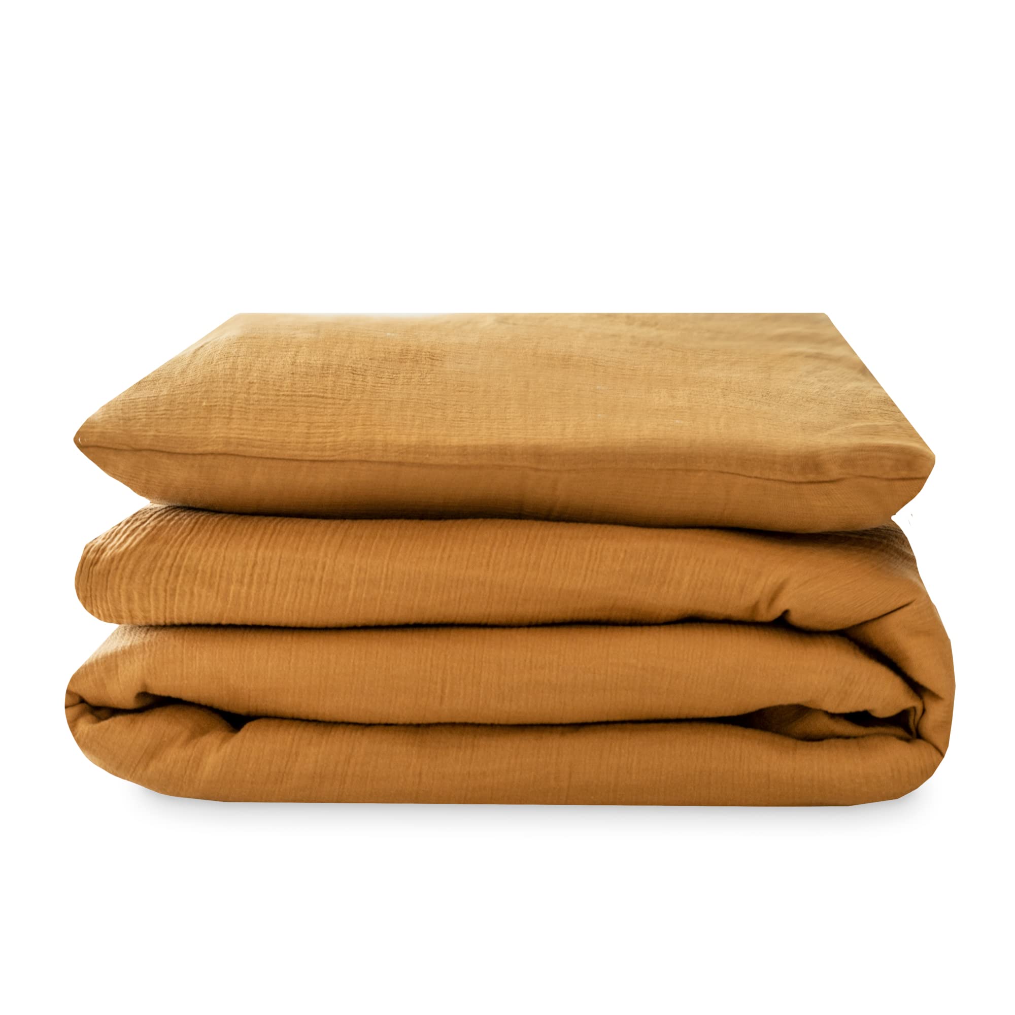 Julius Zöllner Musselin - Kinderbettwäsche 100x135 + 40x60 cm, 2-teiliges Set aus Deckenbezug und Kissenbezug, 100 Prozent Baumwoll-Musselin, mit Reißverschluss, Standard 100 by Oeko-TEX, Zimt