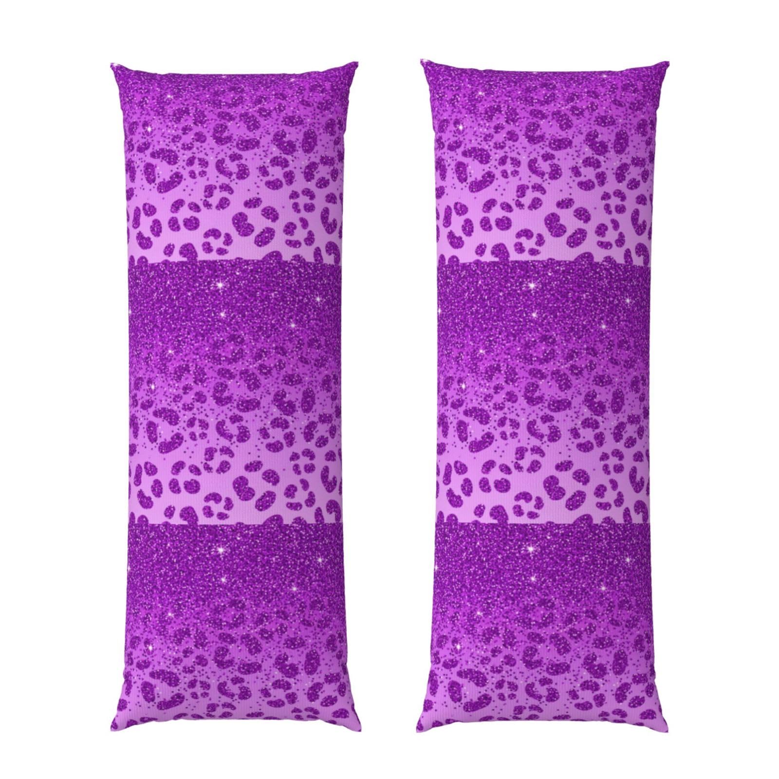 Long Pillowcase 20x60 Purple Glitter Pattern Cheetah Leopard Print, Body Pillow Cover with Hidden Zipper, Premium Brushed Fabric, Breathable Protector for Bedroom Sofa Home