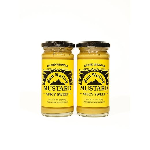Sun Valley Spicy Sweet Mustard – 2 Pack – Gourmet Craft Mustard for Sandwiches, Meats, Pretzels & Marinades – Bold Flavor – 4.5 oz Jars