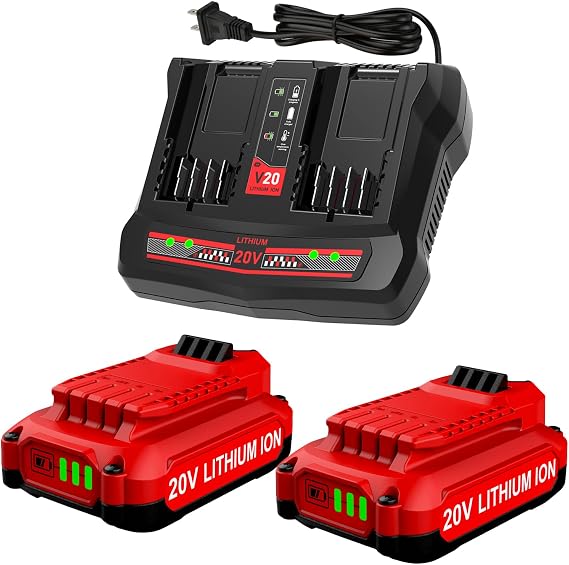 Powilling 2Pack 3.5Ah 20V Replacement Craftsman V20 Lithium Battery and Charger Kit