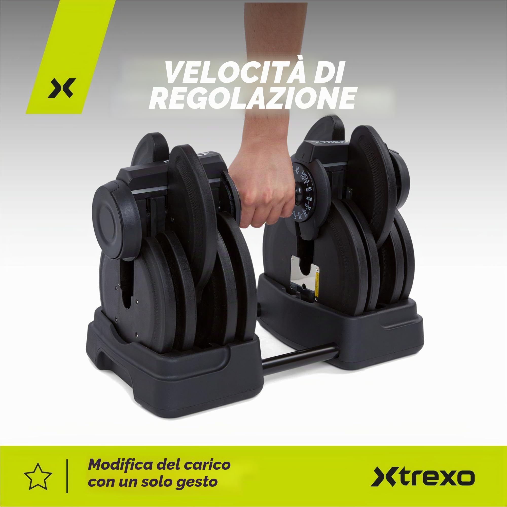 TREXO Set di manubri corti e bilancieri regolabili 2 in 1, da 2 kg a 41 kg, ideale per allenamento di forza, fitness e costruzione muscolare, manubri e bilancieri regolabili, set in ferro con