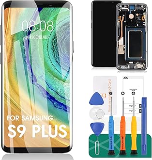 Original for Samsung Galaxy S9 Plus Screen for SM-G965U LCD for Samsung Galaxy S9 Plus LCD Screen Replacement for Galaxy S9 Plus Digitizer Touch Sceen Assembly Repair Parts with Frame