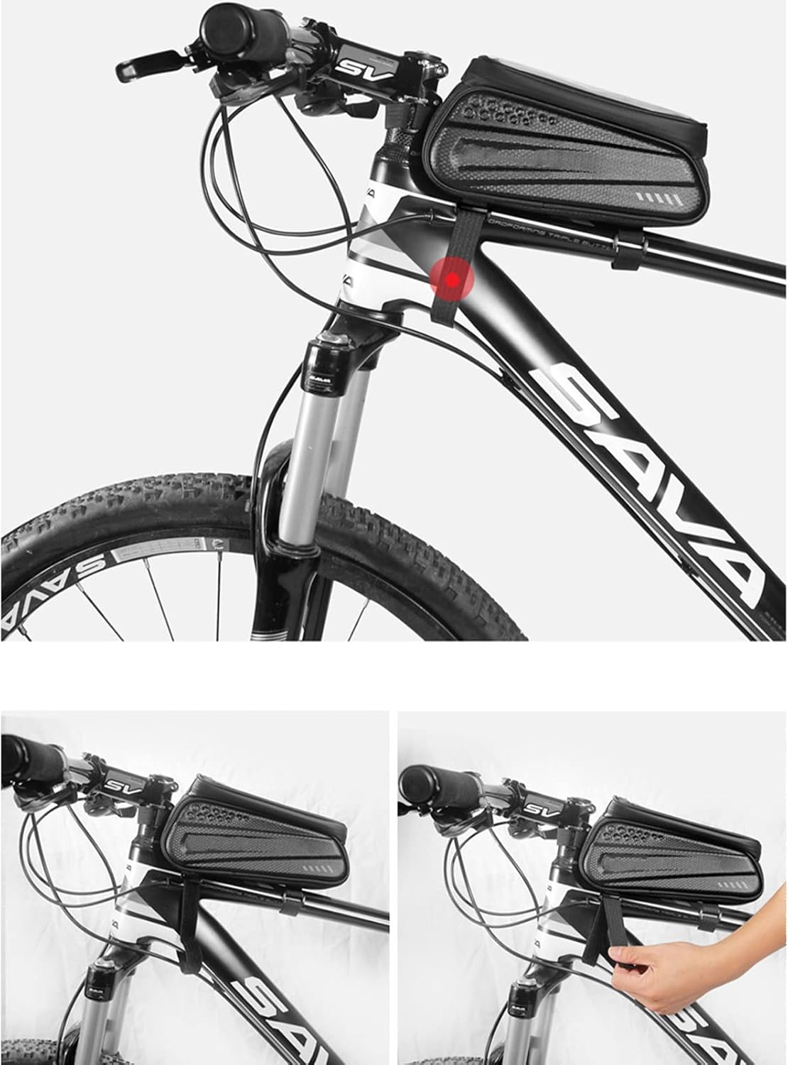 Bicycle Bag TPU Touch Screen Waterproof Phone Bag Reflective Bike Frame Front Top Tube Handlebar Bag EVA Cycling Storage Bag