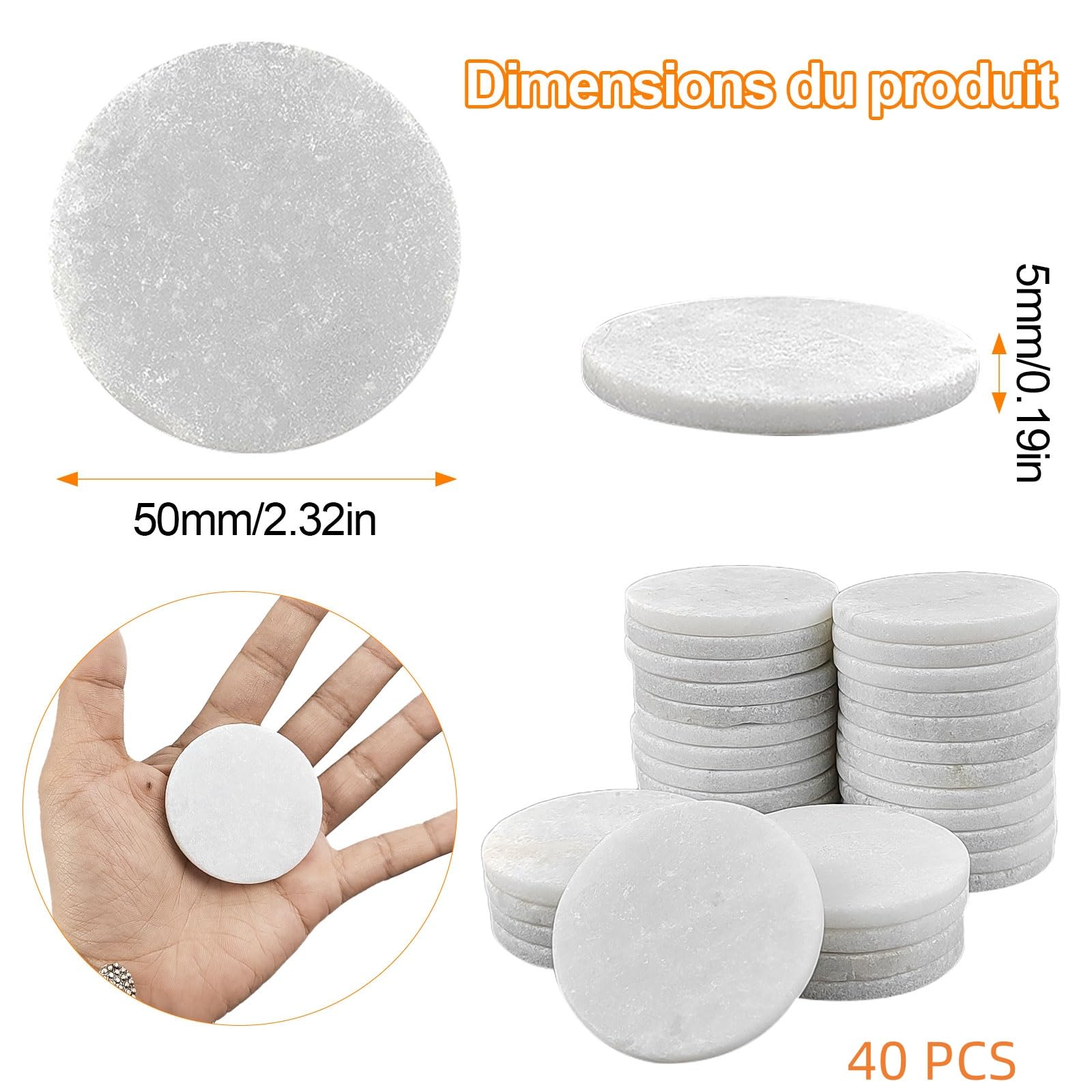 40 Pezzi Sassi Bianchi da Giardino Piatti da Dipingere 5 cm, Dipingere i Ciottoli, Ghiaia per Giardino, Sassolini Decorativi per Vasi, Pietre Creative per Artigianato Decorazione Casa Acquario