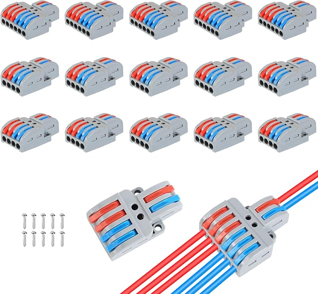 Compact Wire Connectors, Aigreat 100pcs Compact Splicing Connectors, Assortment Conductor (15)