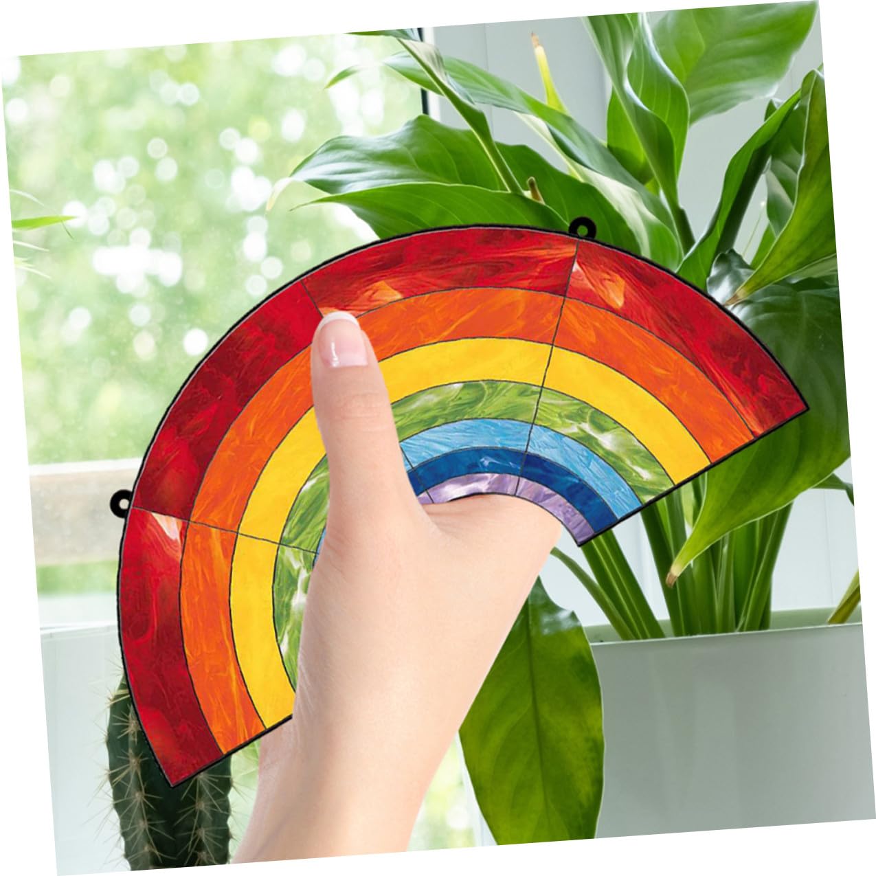 HANABASS 5 Sätze Regenbogen Acryl Anhänger mit Aufhängekette und Saugnapf Dekorativer Fensterdeko Prisma Langlebiger Bunter Hängeornament für Garten Wohnzimmer Büro und Balkon