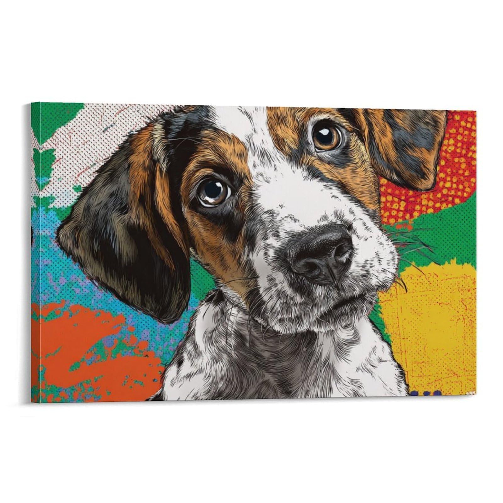 CPLVKWRQJ Dog Individual Colorful Beagle Dog Portrait Wall Art Decor - Office Wall Focal Art Multi-Purpose Fade Resistant Decor 12x18inch(30x45cm)