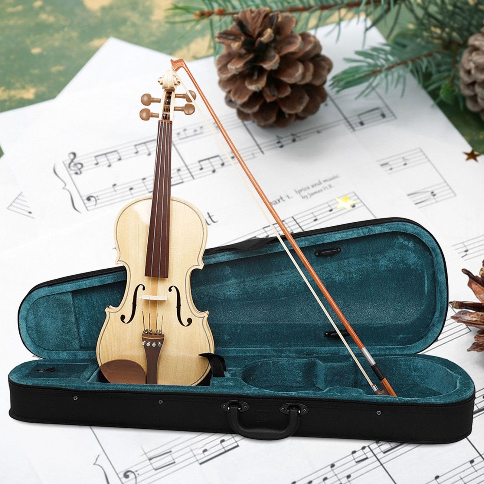 QLECXZI Kit per principianti di violino classico 4/4 in legno con custodia e archetto, regali per bambini, garantisce affidabilità e prestazioni, violino di dimensioni standard